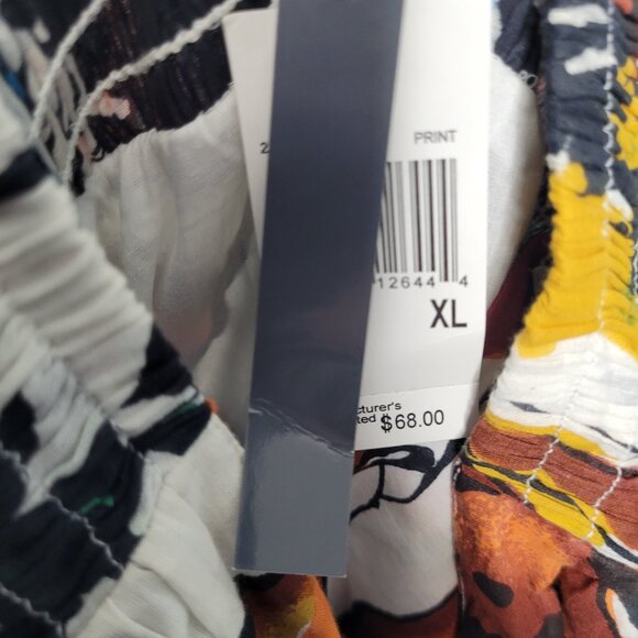 Chelsea & Theodore artsy abstract print handkerchief tie waist midi skirt xl NWT - Picture 8 of 8